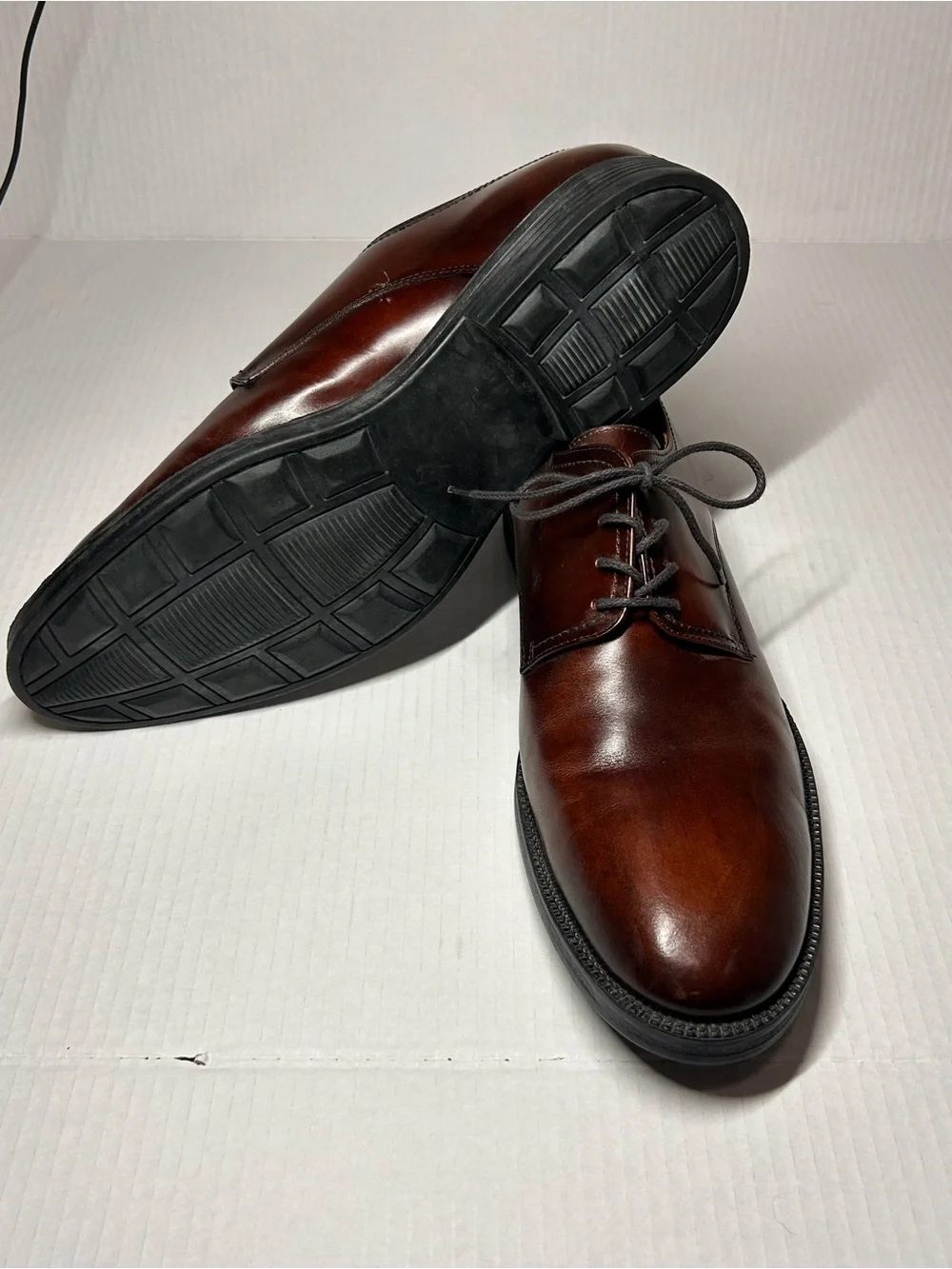 Men’s Belvedere Brown Leather Derby Dress Shoes Size 12
